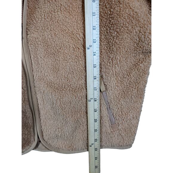 Sherpa Jacket XS Zip Front Beige Camel All in Motion Sweatshirt Relax Fit Layer - Picture 8 of 10